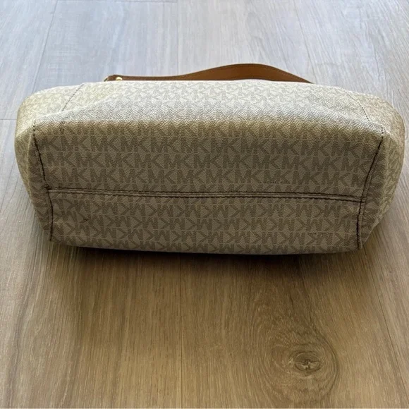 Michael Kors Monogrammed Cream and Brown Tote - Picture 3 of 4